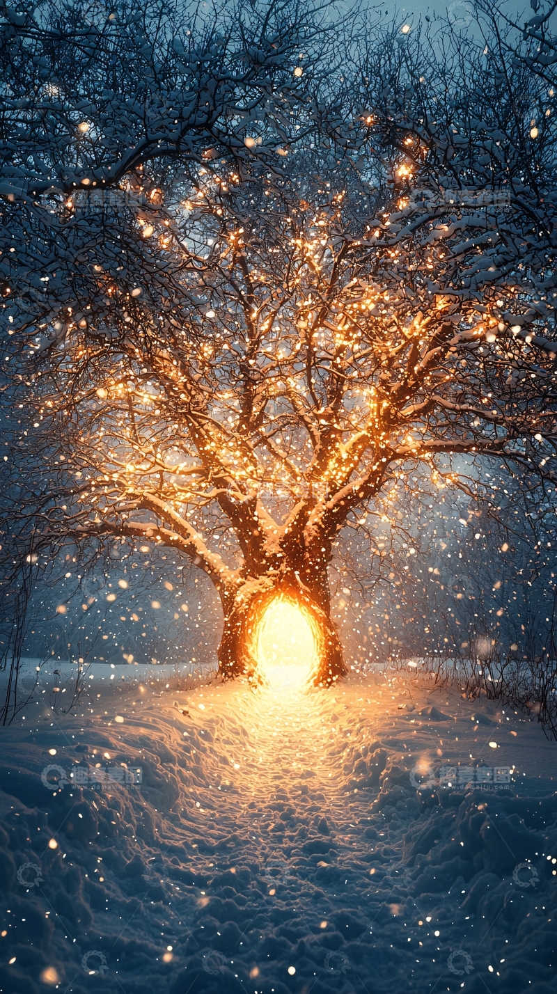 高清大图下载【趣麦麦图】冬日暖阳下的神秘大树