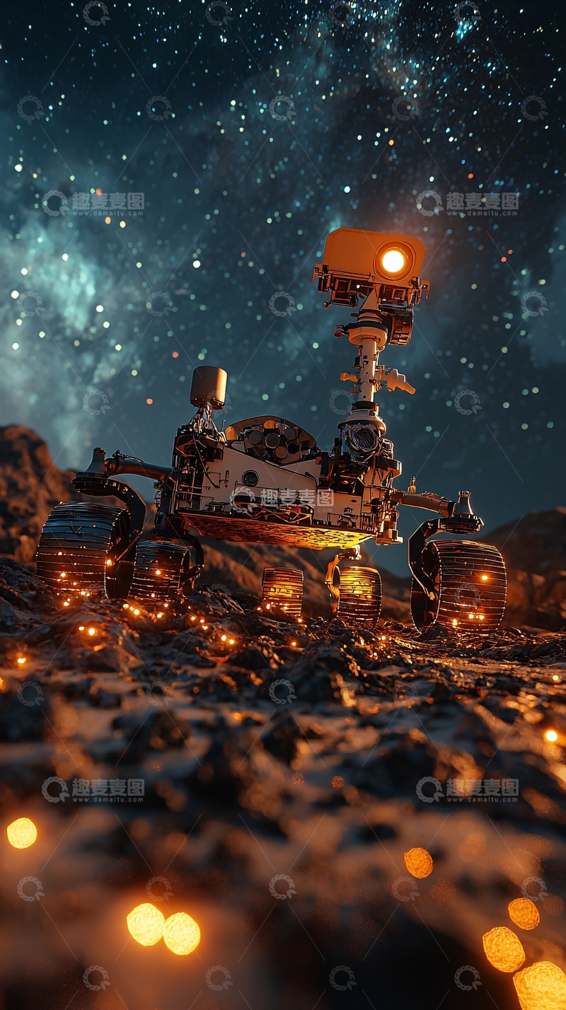 高清大图下载【趣麦麦图】火星探测器夜间星空