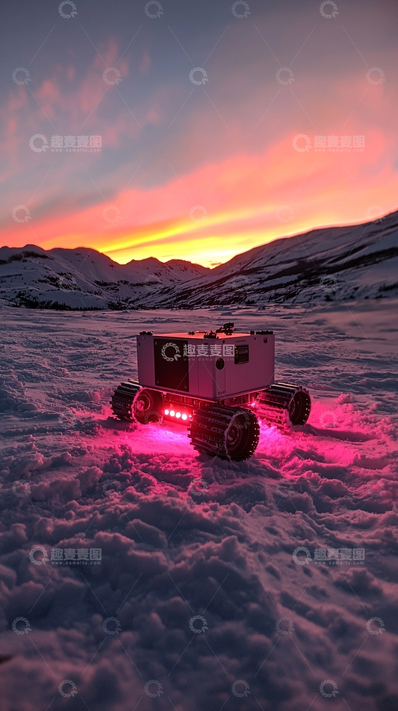 高清大图下载【趣麦麦图】雪地机器人