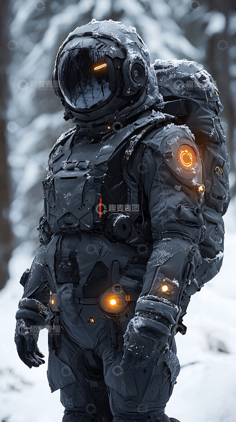 高清大图下载【趣麦麦图】未来宇航员雪地场景