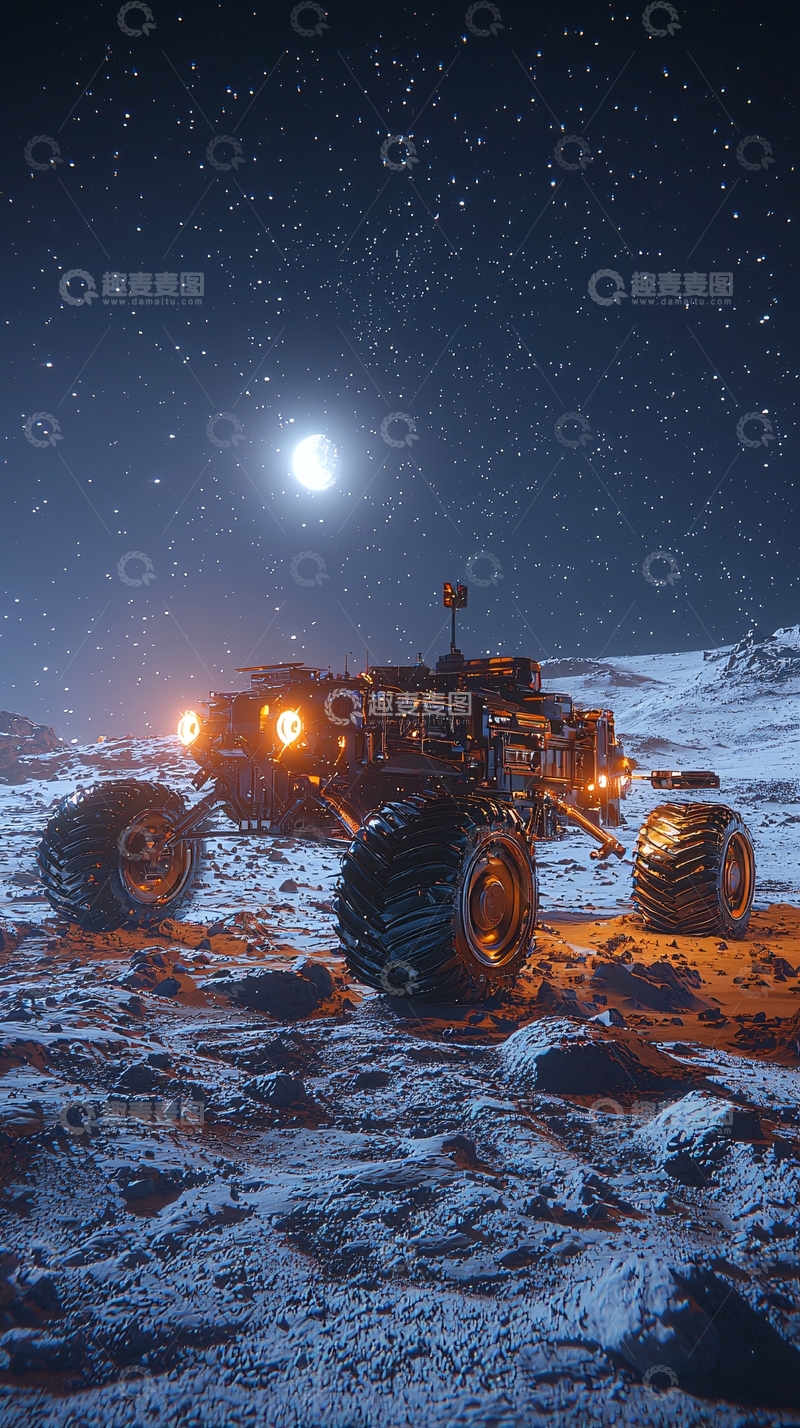 高清大图下载【趣麦麦图】月球车夜间探测