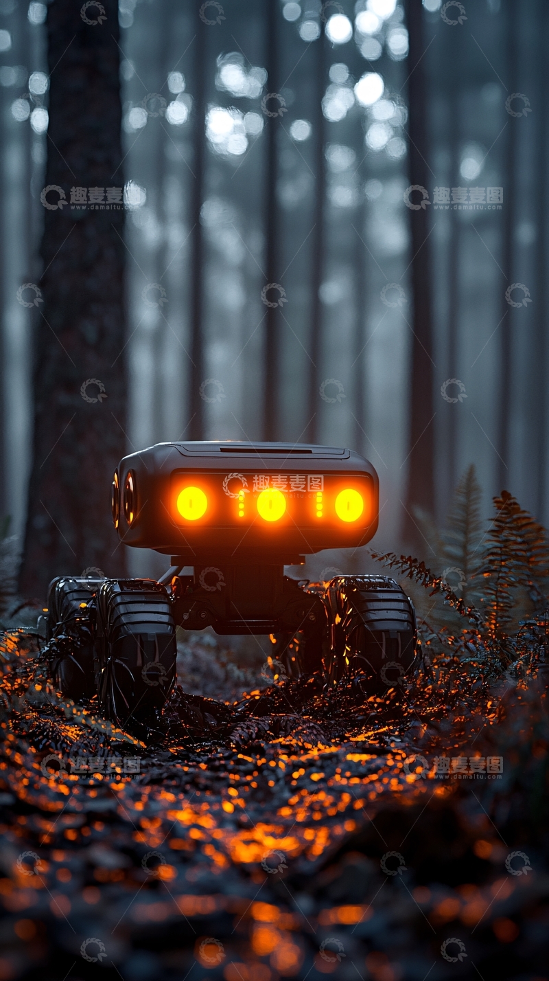 高清大图下载【趣麦麦图】森林机器人