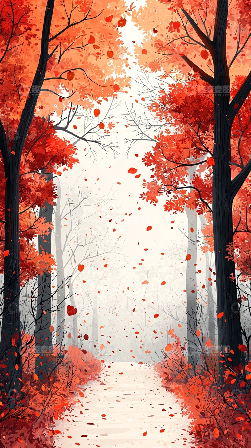 高清大图下载【趣麦麦图】红叶小路