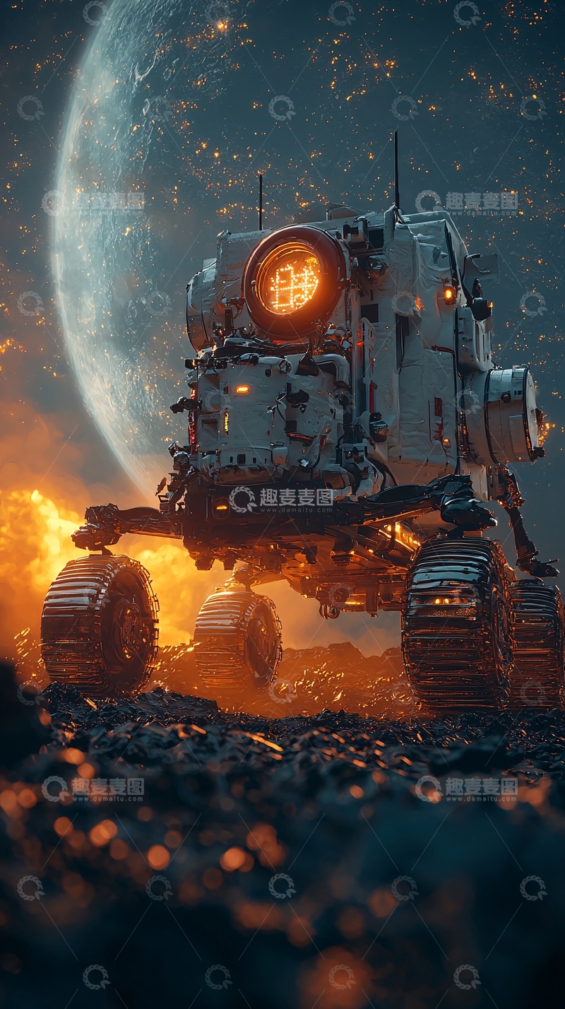 高清大图下载【趣麦麦图】未来科技感火星探测器