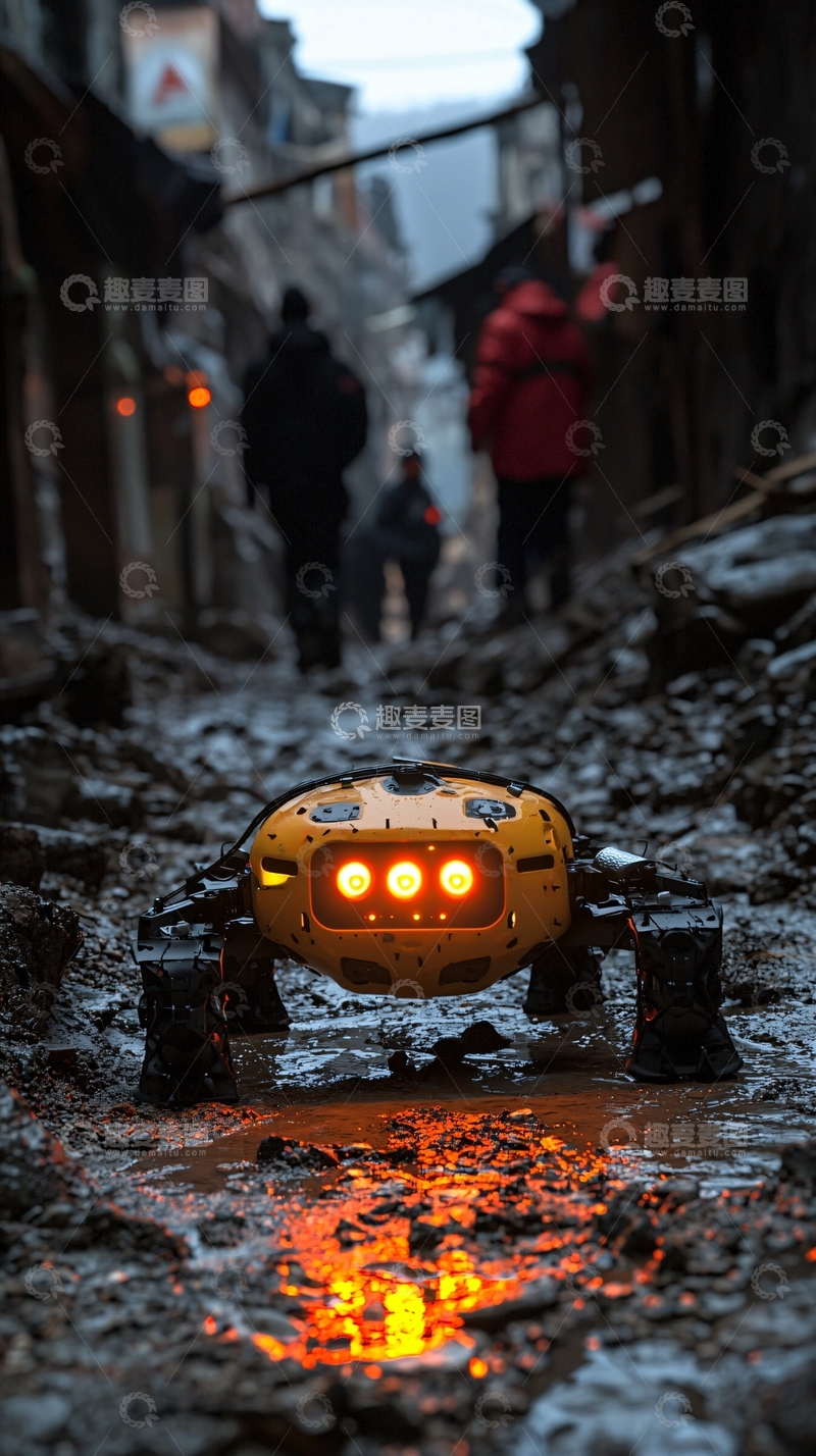 高清大图下载【趣麦麦图】灾后救援机器人