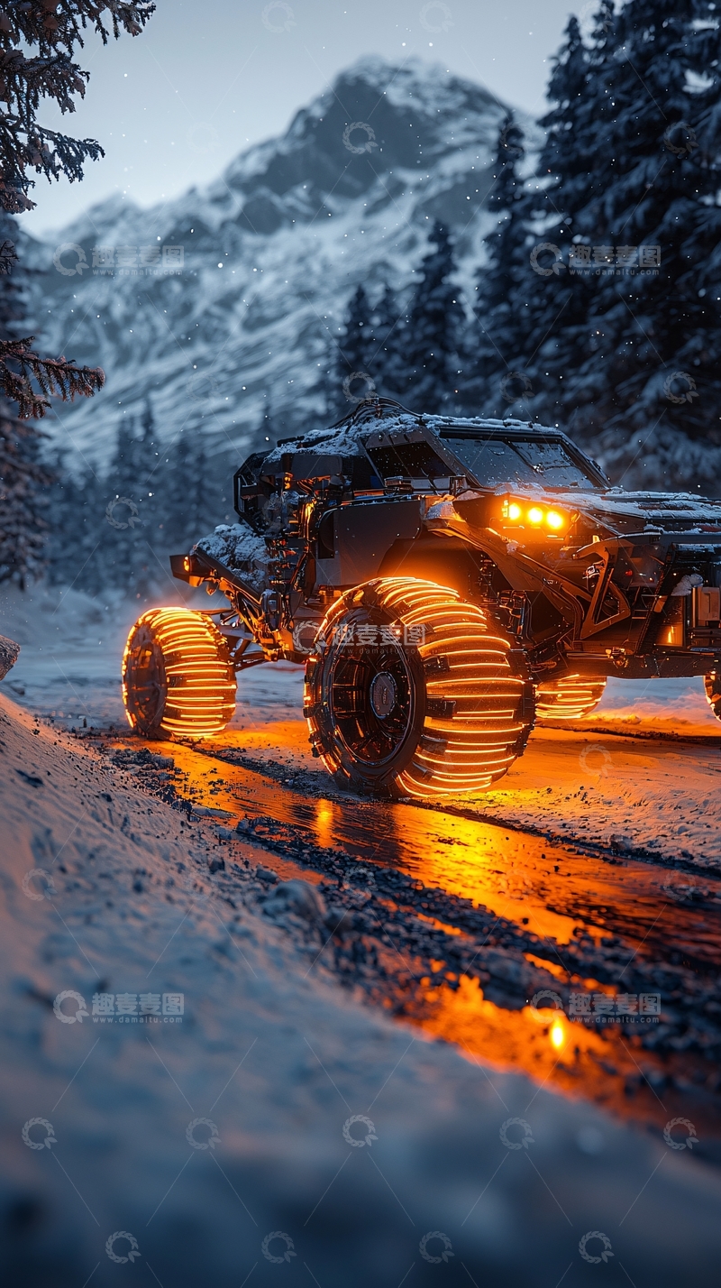 高清大图下载【趣麦麦图】雪地越野车