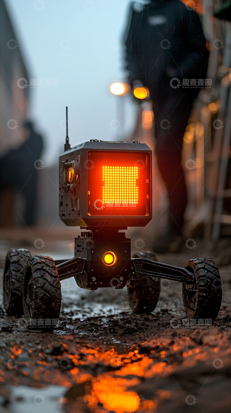 高清大图下载【趣麦麦图】户外泥地小型机器人
