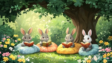 树下看书的兔子