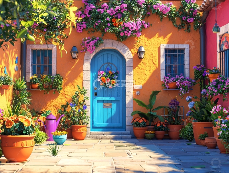 高清大图下载【趣麦麦图】色彩鲜艳的房屋外墙