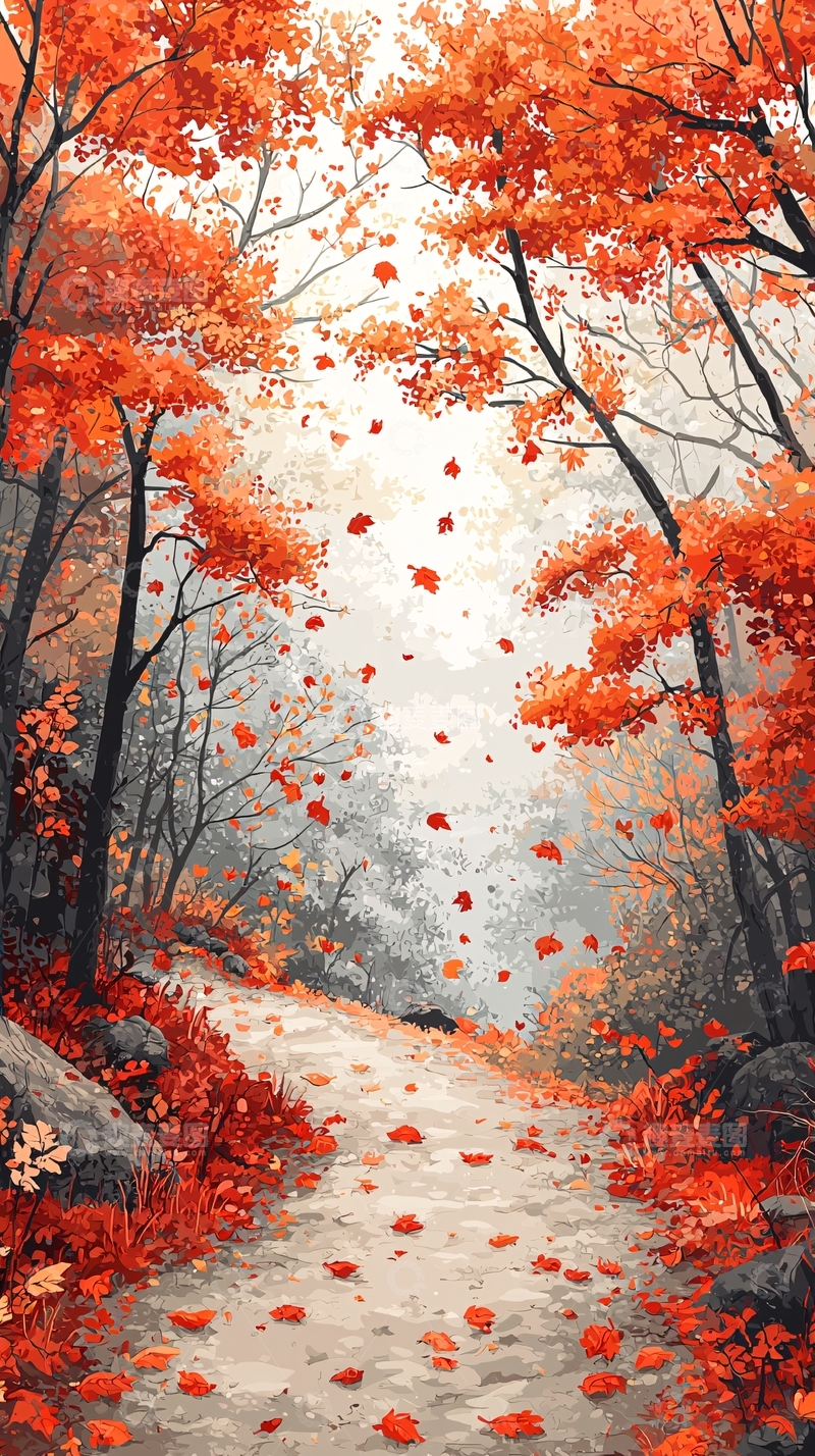 高清大图下载【趣麦麦图】落叶小路秋意浓浓