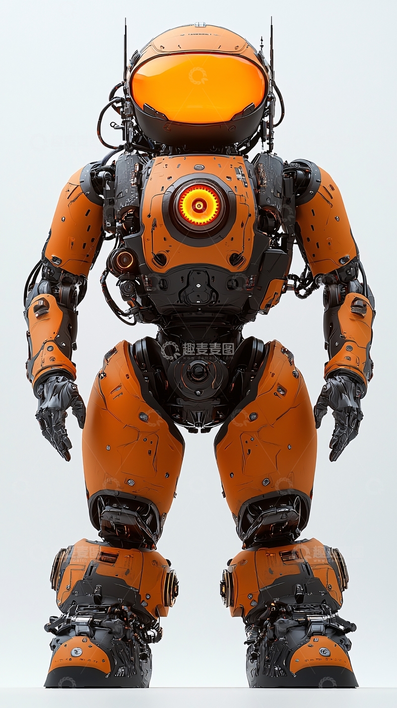 高清大图下载【趣麦麦图】橙色小型机器人