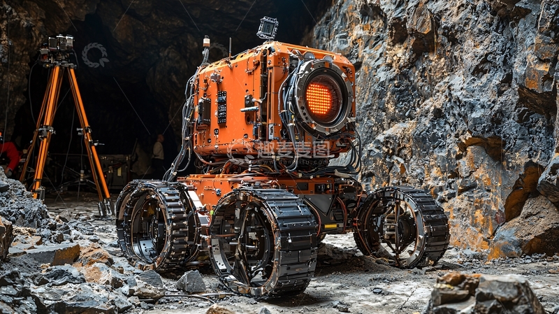 高清大图下载【趣麦麦图】橙色探测机器人