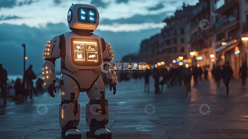 高清大图下载【趣麦麦图】未来都市机器人