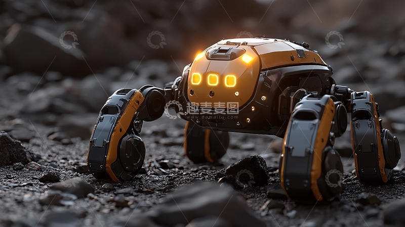 高清大图下载【趣麦麦图】未来感六足机器人