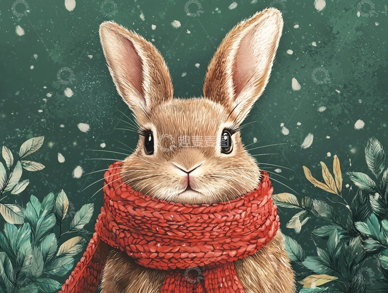 高清大图下载【趣麦麦图】围巾兔子