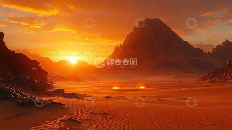 高清大图下载【趣麦麦图】沙漠日落