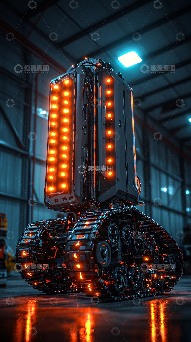 高清大图下载【趣麦麦图】未来科技感履带机器人