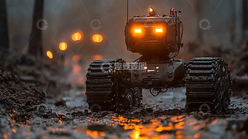 高清大图下载【趣麦麦图】森林消防机器人