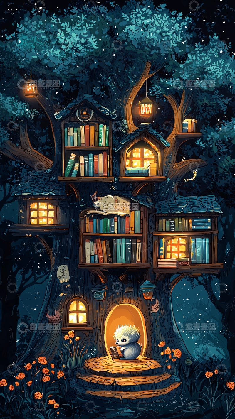 高清大图下载【趣麦麦图】树上图书馆
