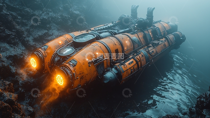 高清大图下载【趣麦麦图】深海橙色潜水器