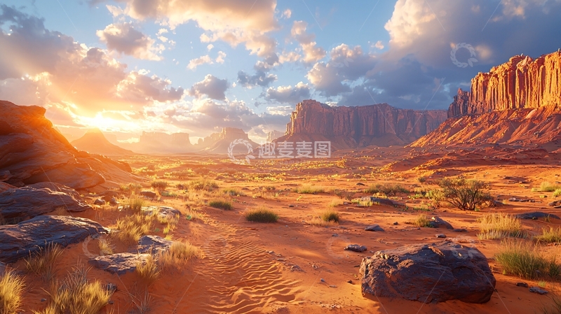 高清大图下载【趣麦麦图】日落下的荒漠峡谷