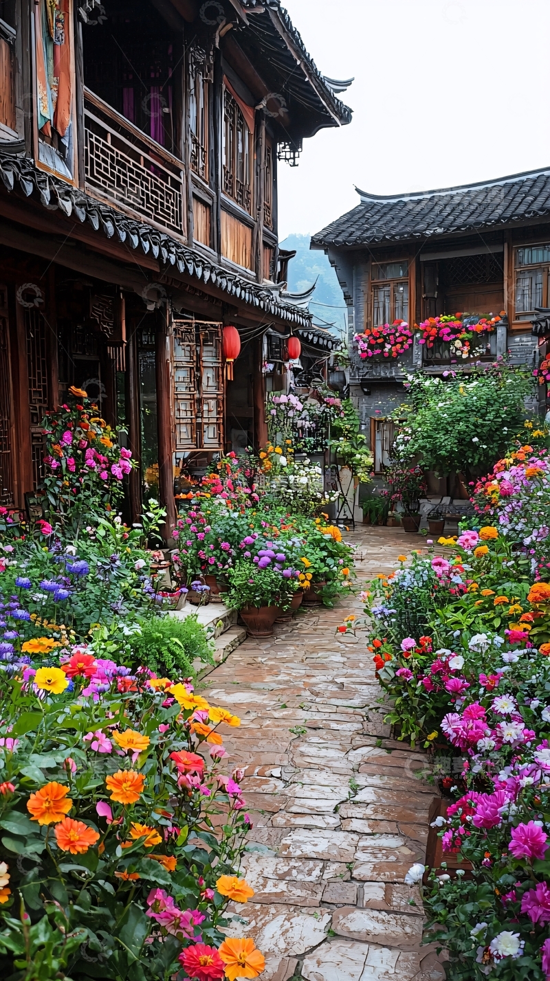 高清大图下载【趣麦麦图】古色古香的花园小路