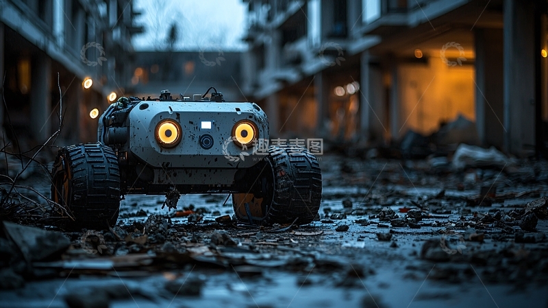 高清大图下载【趣麦麦图】废墟中小型搜救机器人