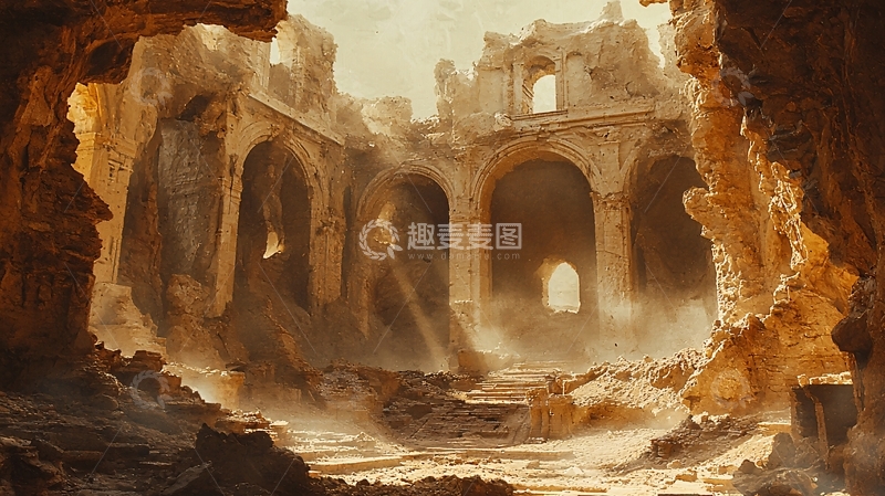 高清大图下载【趣麦麦图】废墟中的古老建筑