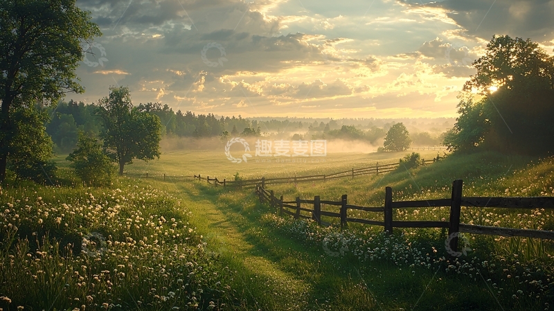 高清大图下载【趣麦麦图】清晨田园牧歌