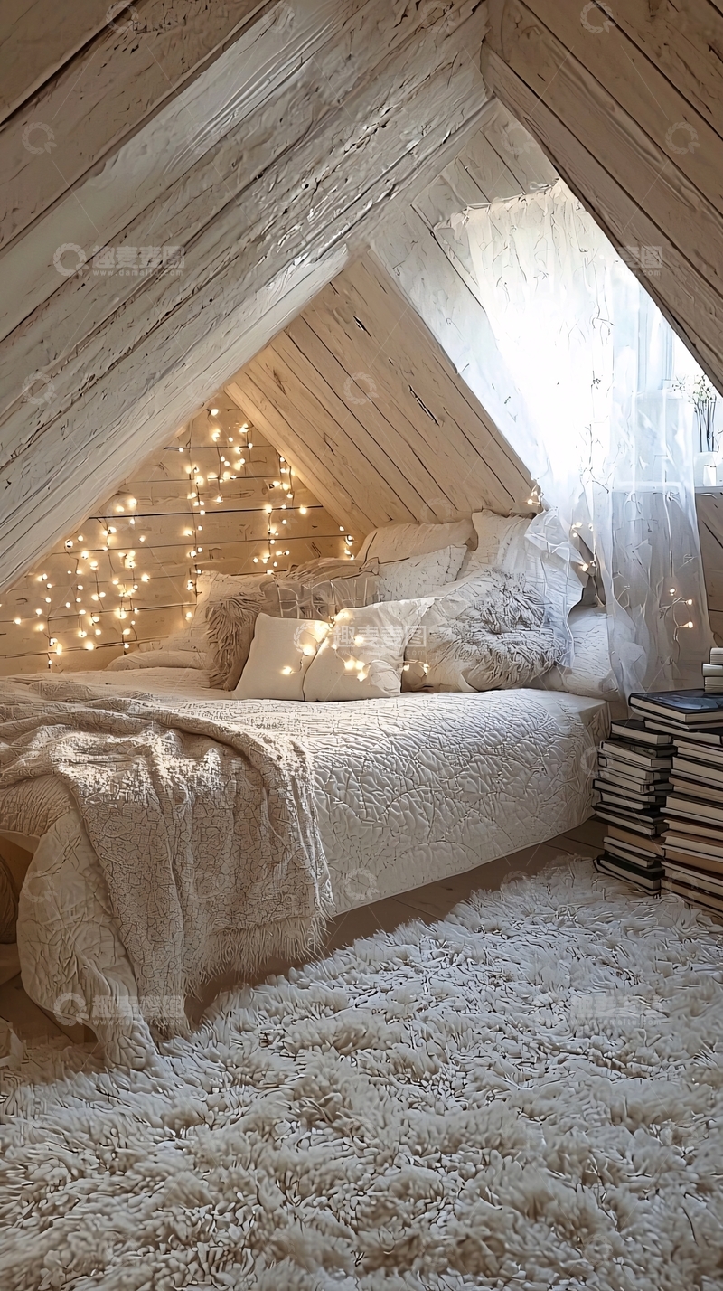 高清大图下载【趣麦麦图】阁楼里的温馨卧室