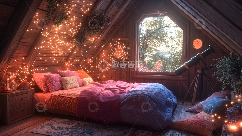 高清大图下载【趣麦麦图】阁楼卧室星光点点