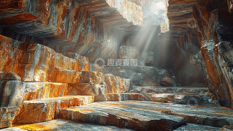 高清大图下载【趣麦麦图】光线照射的岩石洞穴