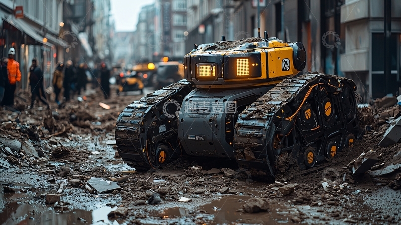 高清大图下载【趣麦麦图】履带机器人救援现场