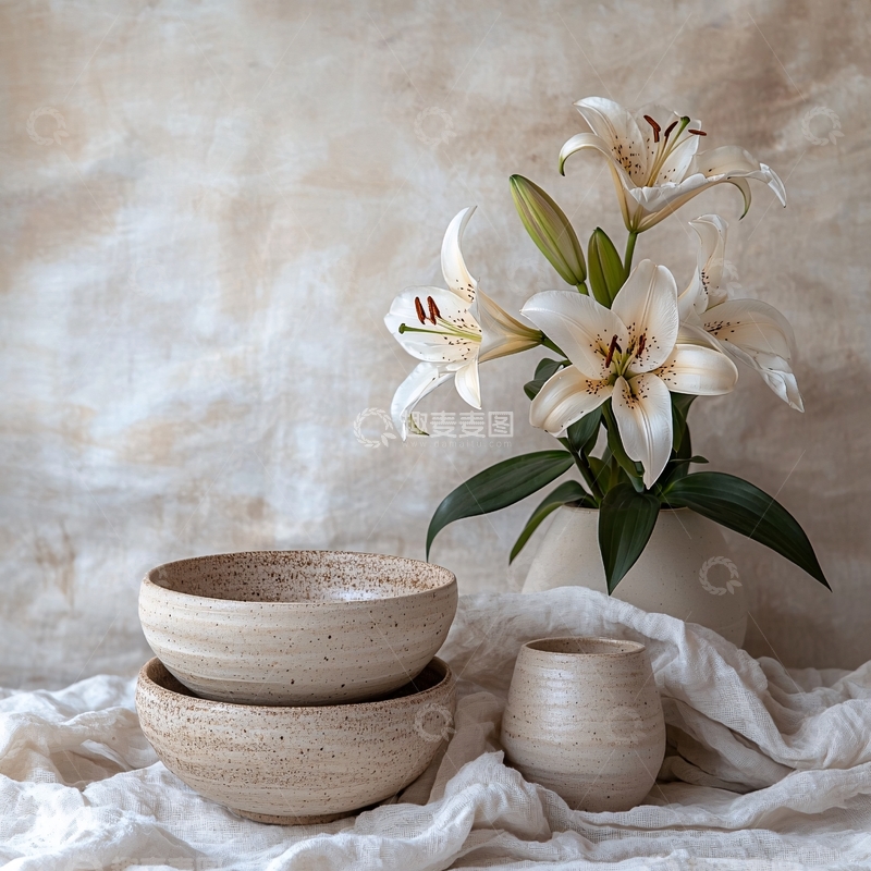 高清大图下载【趣麦麦图】淡雅百合花静物