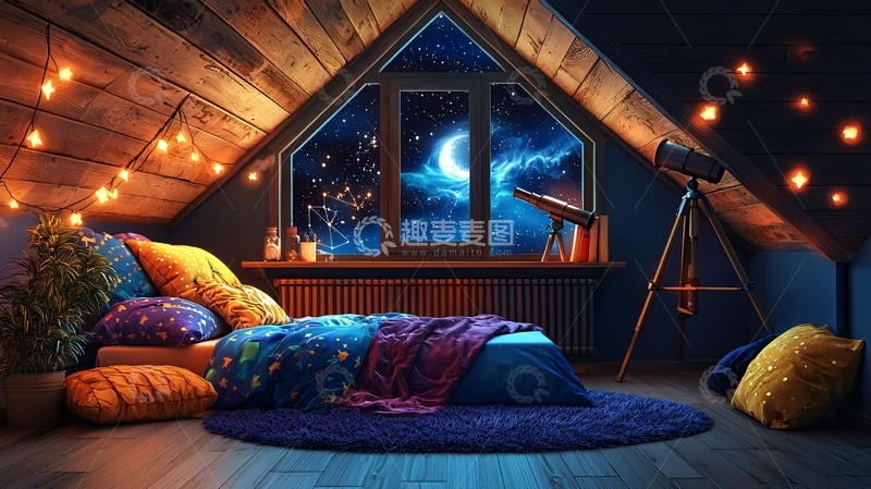 高清大图下载【趣麦麦图】阁楼卧室