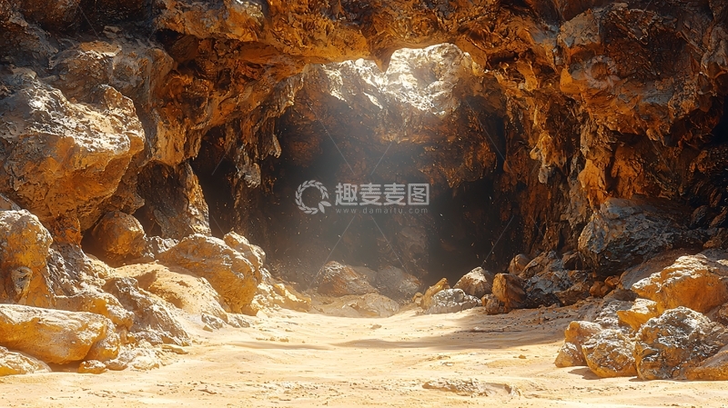 高清大图下载【趣麦麦图】光线穿透岩石洞穴