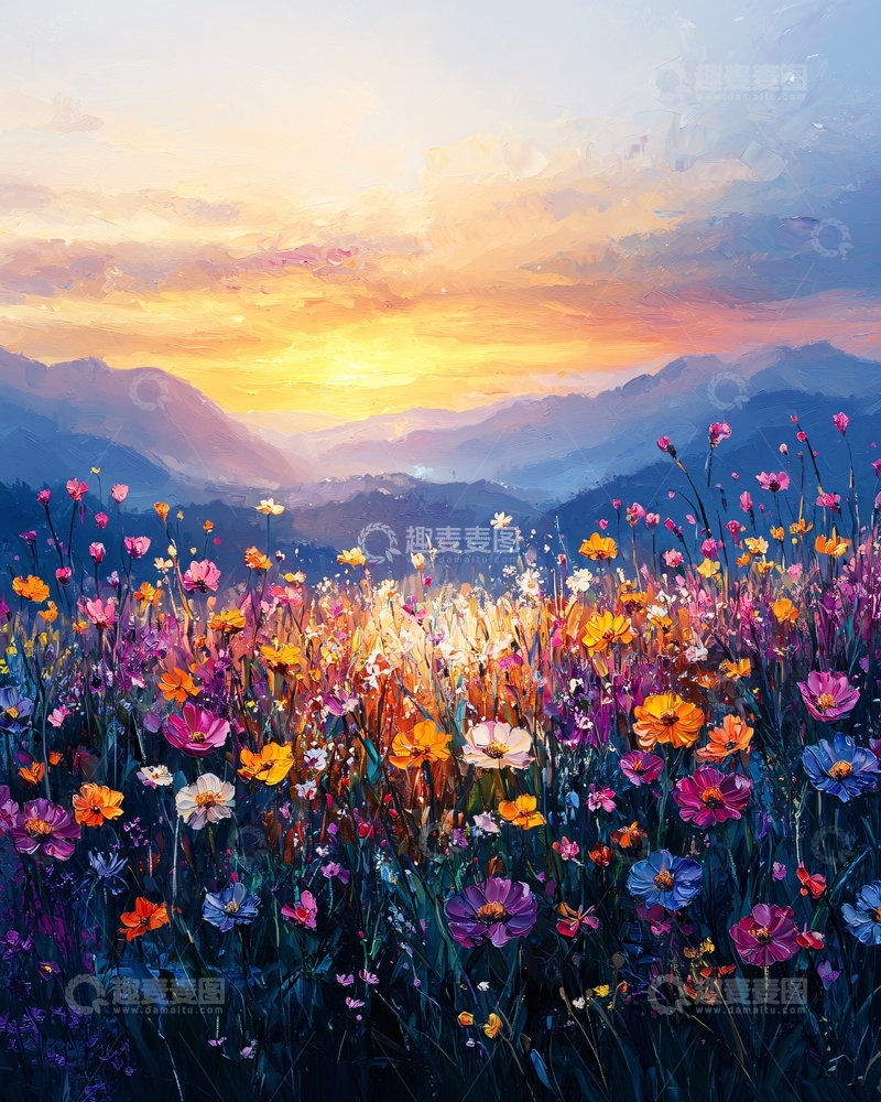 高清大图下载【趣麦麦图】鲜花盛开的山野