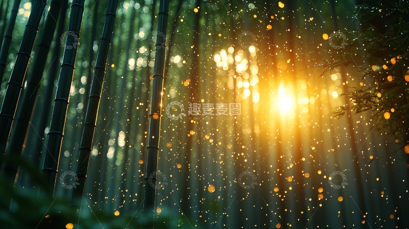 高清大图下载【趣麦麦图】阳光透过竹林
