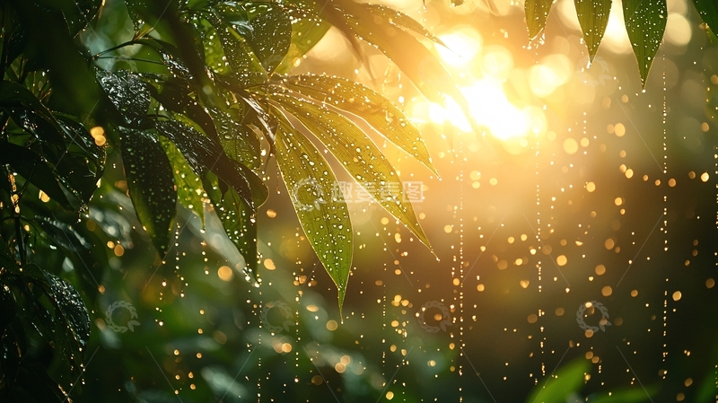 高清大图下载【趣麦麦图】雨后阳光透过树叶