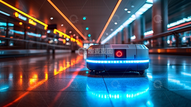 高清大图下载【趣麦麦图】机场送货机器人