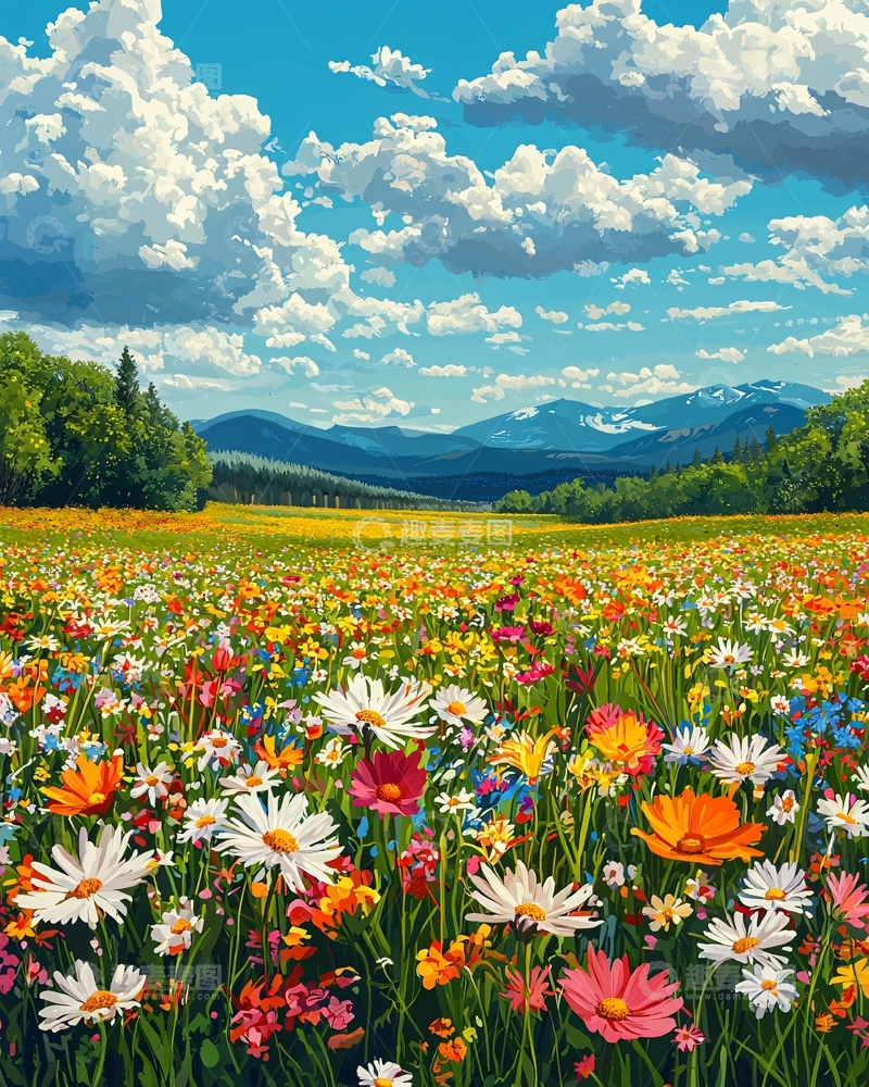 高清大图下载【趣麦麦图】鲜花盛开的田野