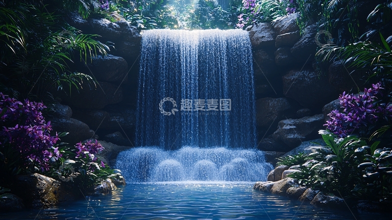 高清大图下载【趣麦麦图】热带雨林瀑布