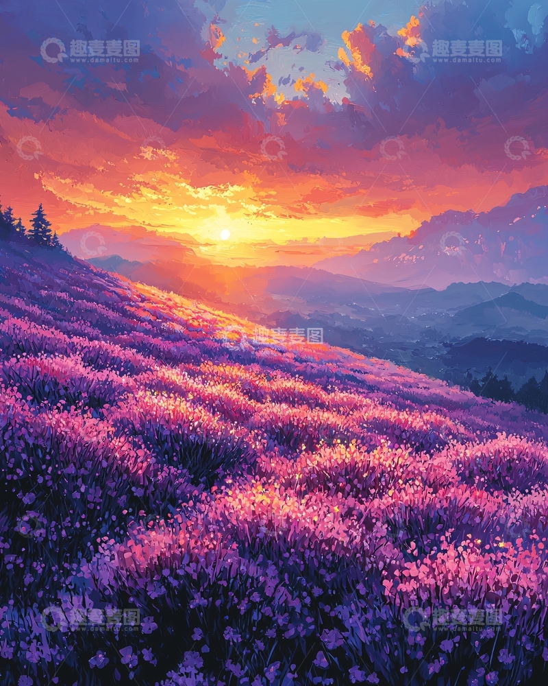 高清大图下载【趣麦麦图】紫色花海14