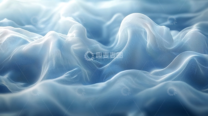 高清大图下载【趣麦麦图】轻柔飘逸的蓝色丝绸褶皱