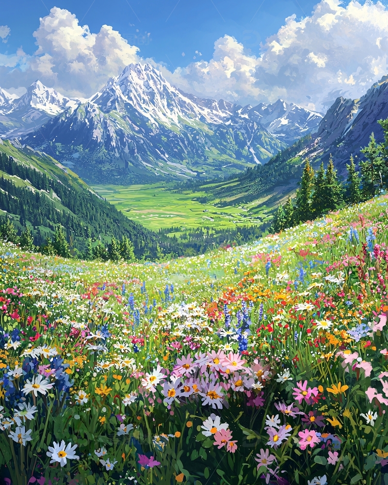 鲜花盛开的山谷