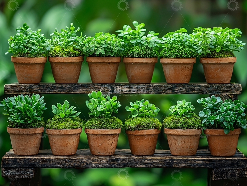 高清大图下载【趣麦麦图】微型盆栽排列