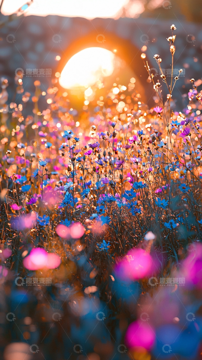高清大图下载【趣麦麦图】阳光穿过拱门的花田