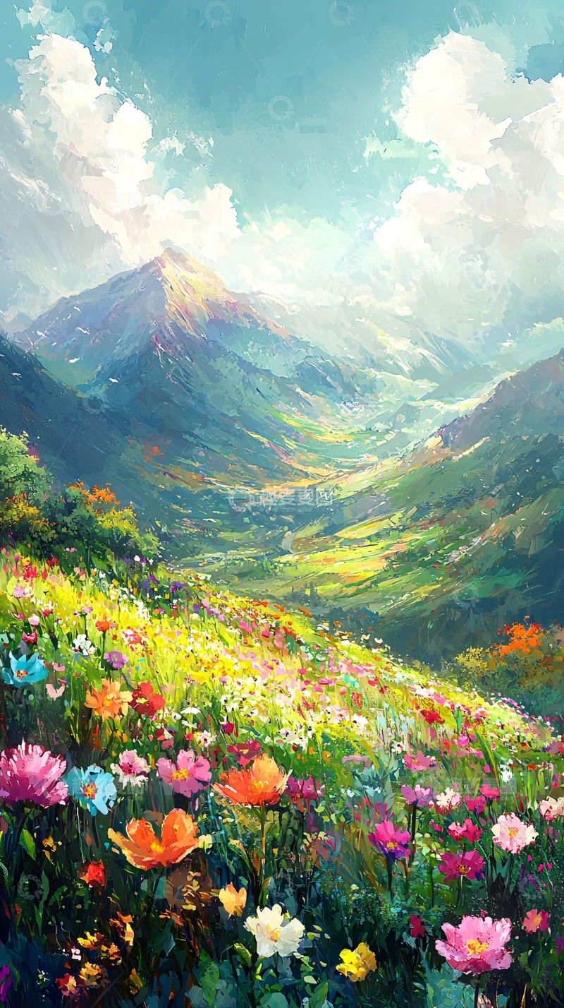 高清大图下载【趣麦麦图】梦幻山谷花海
