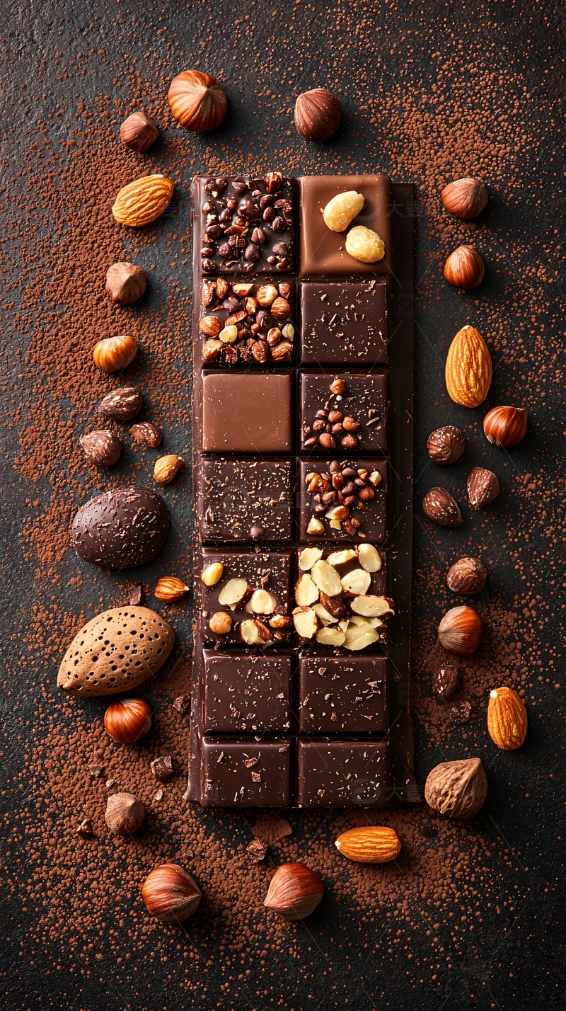 黑巧克力豆仁组合