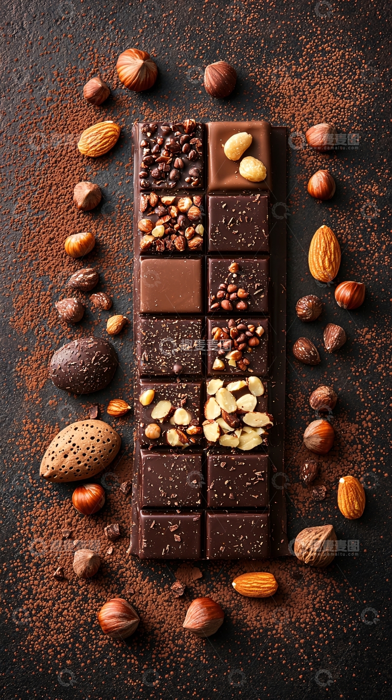 高清大图下载【趣麦麦图】黑巧克力豆仁组合